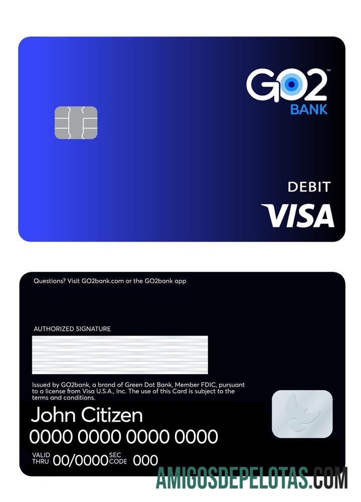 Cartão de débito Visa bancário GO2 exemplo